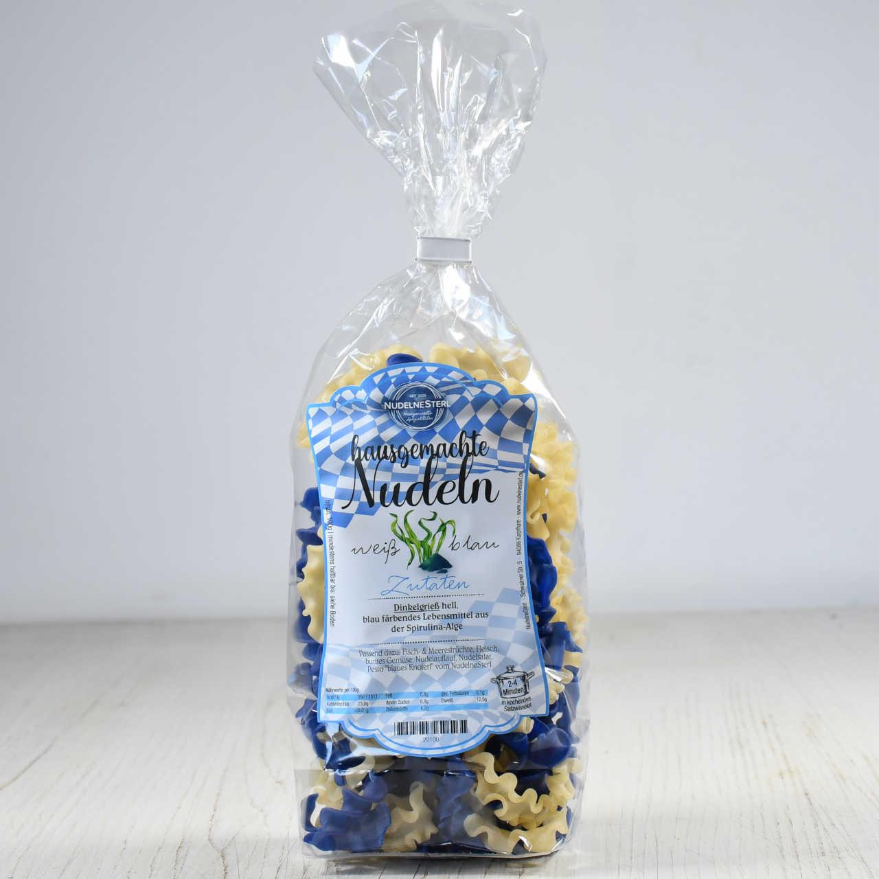 Nudeln weiß-blau