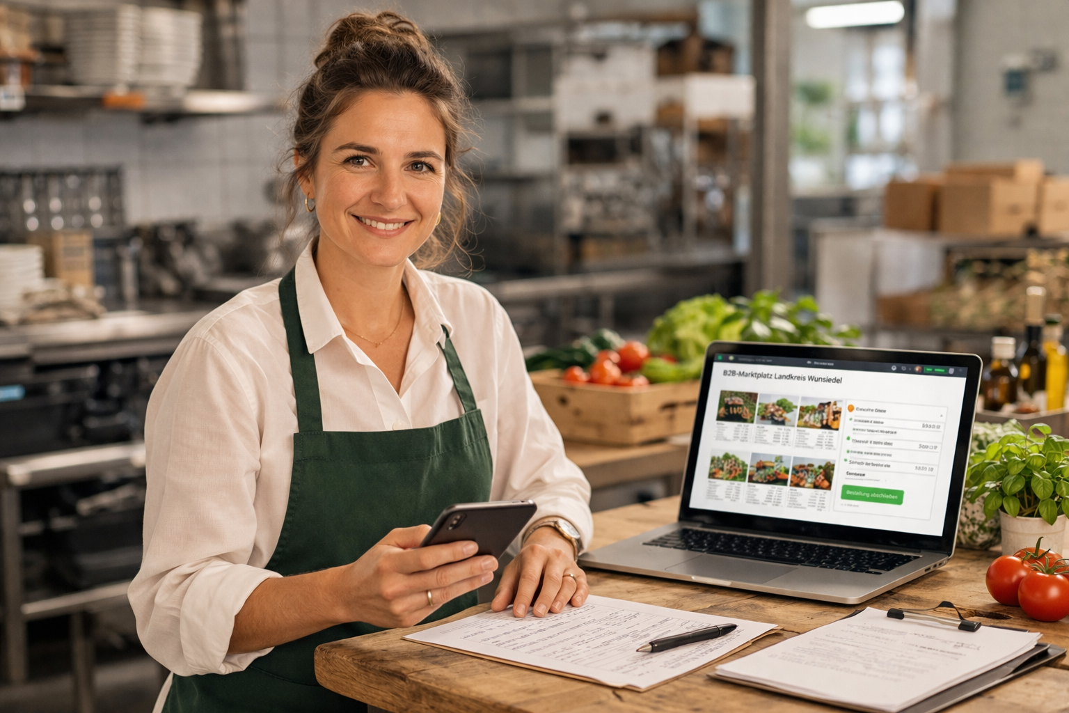 Gastronomin KI-rstin kauft über den B2B-Marktplatz Wunsiedel