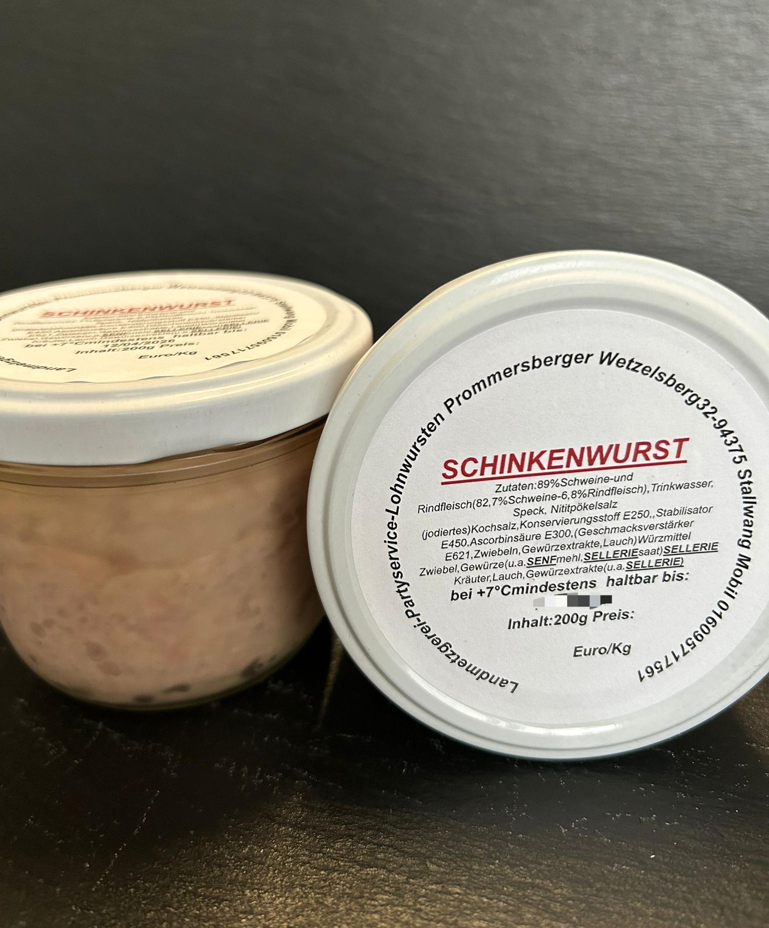 Schinkenwurst im 200g Glas