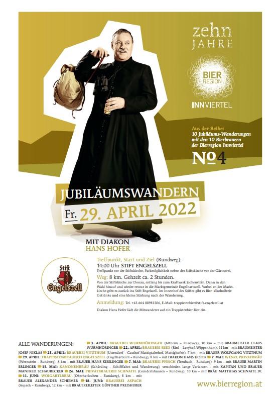 Plakat zum Jubiläumswandern "10 Jahre Bier Region Innviertel" - Stift Engelszell