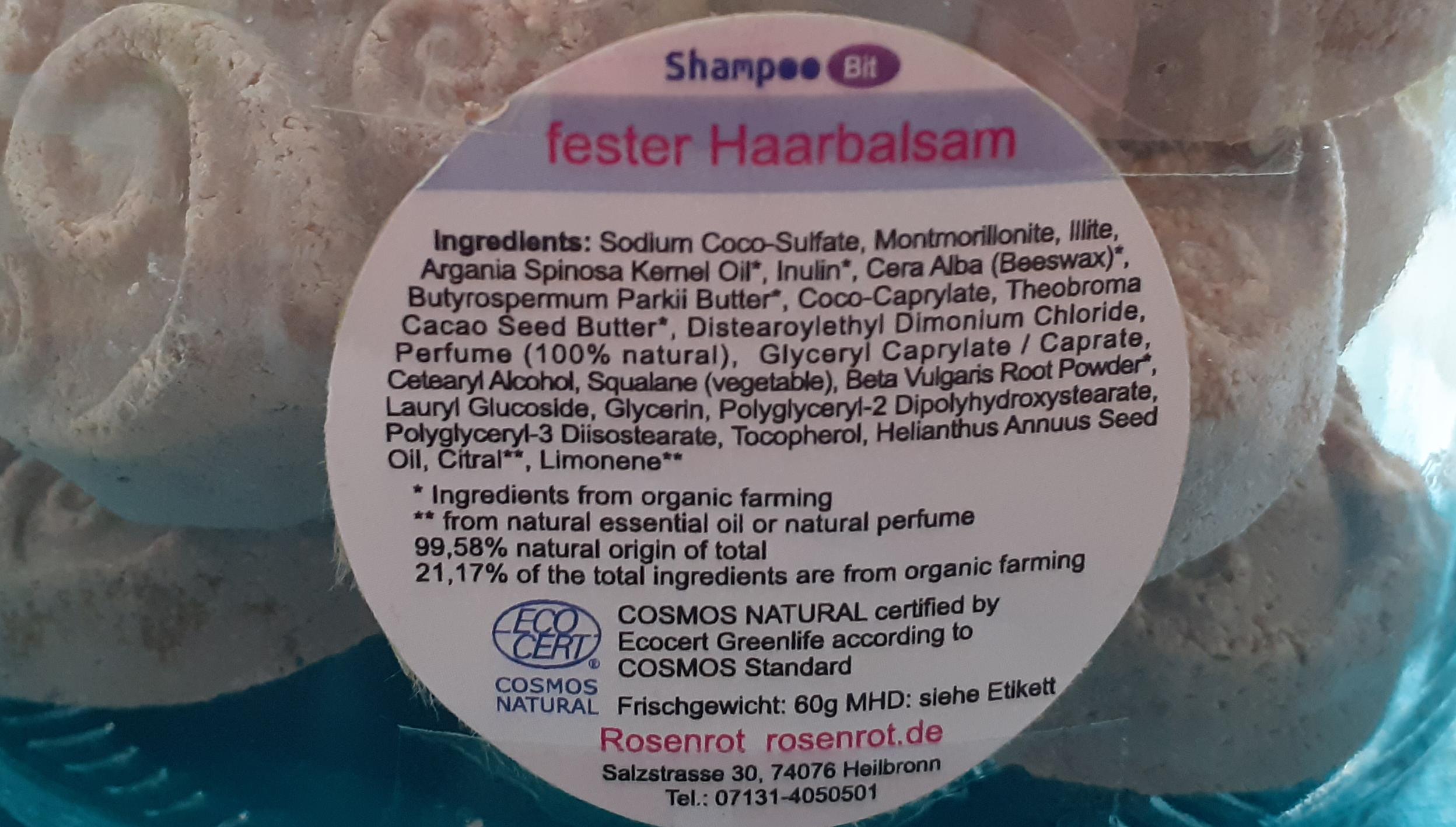 Shampoo Bit von Rosenrot, fester Haarbalsam