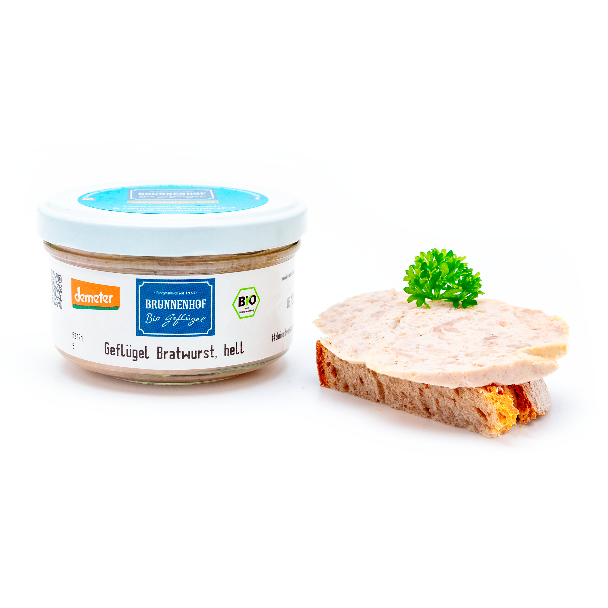 Geflügelbratwurst, hell, im Glas