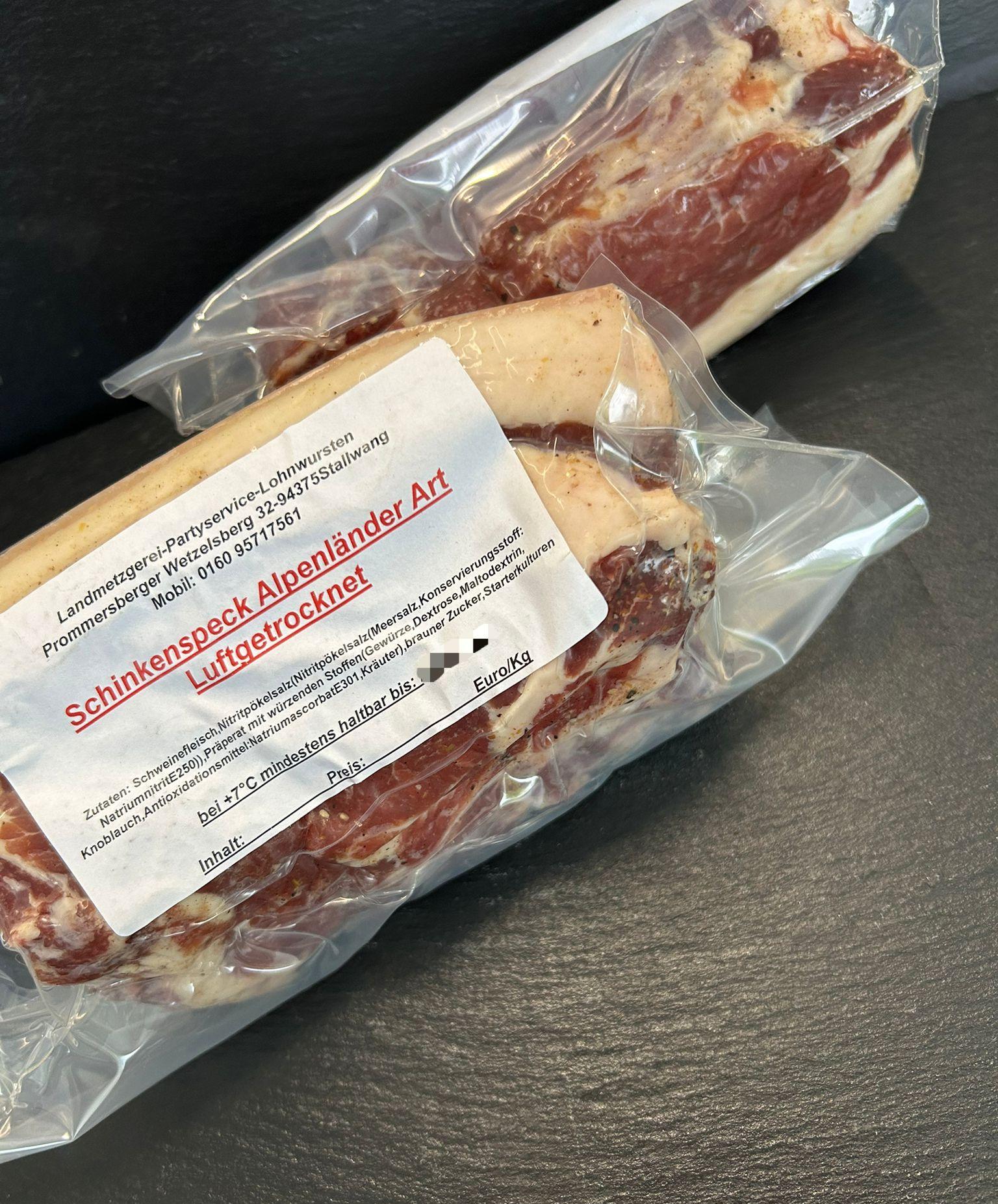 Schinkenspeck Alpenländer Art luftgetrocknet