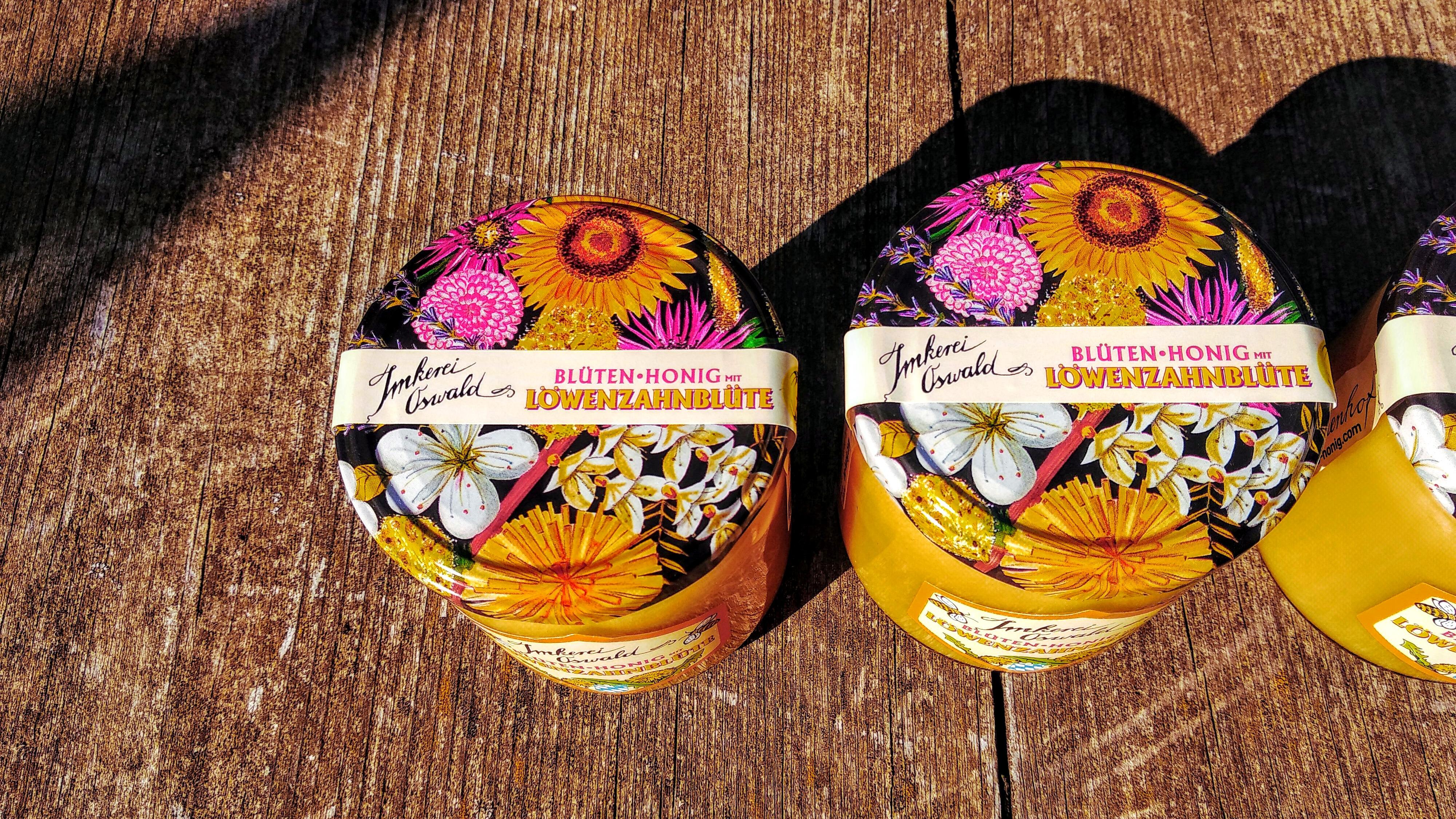 Blütenhonig mit Löwenzahn-Blüte 500g, Öko-Bienenhaltung, ein Erzeugnis der Naturschutzwiese | Imkerei Oswald