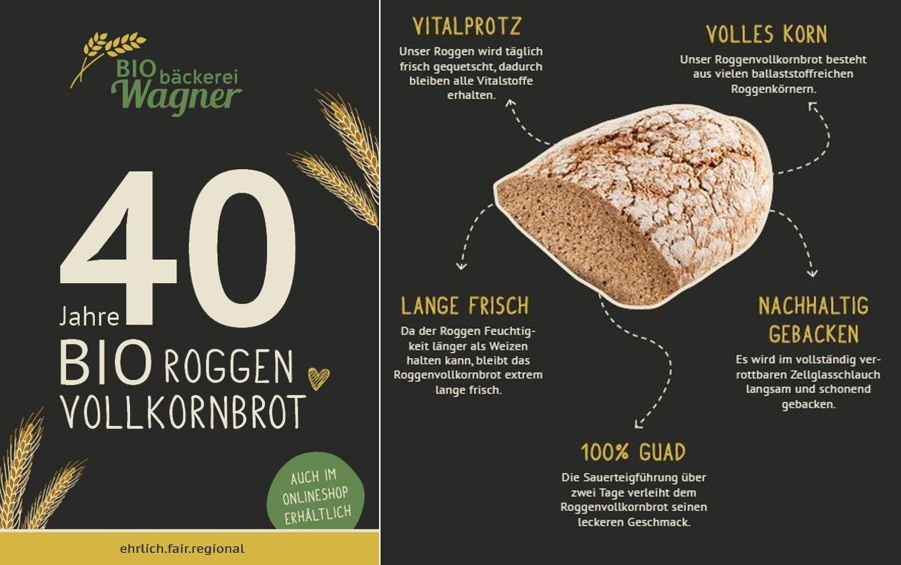 Flyer: 40 Jahre Roggenbrot der Biobäckerei Wagner