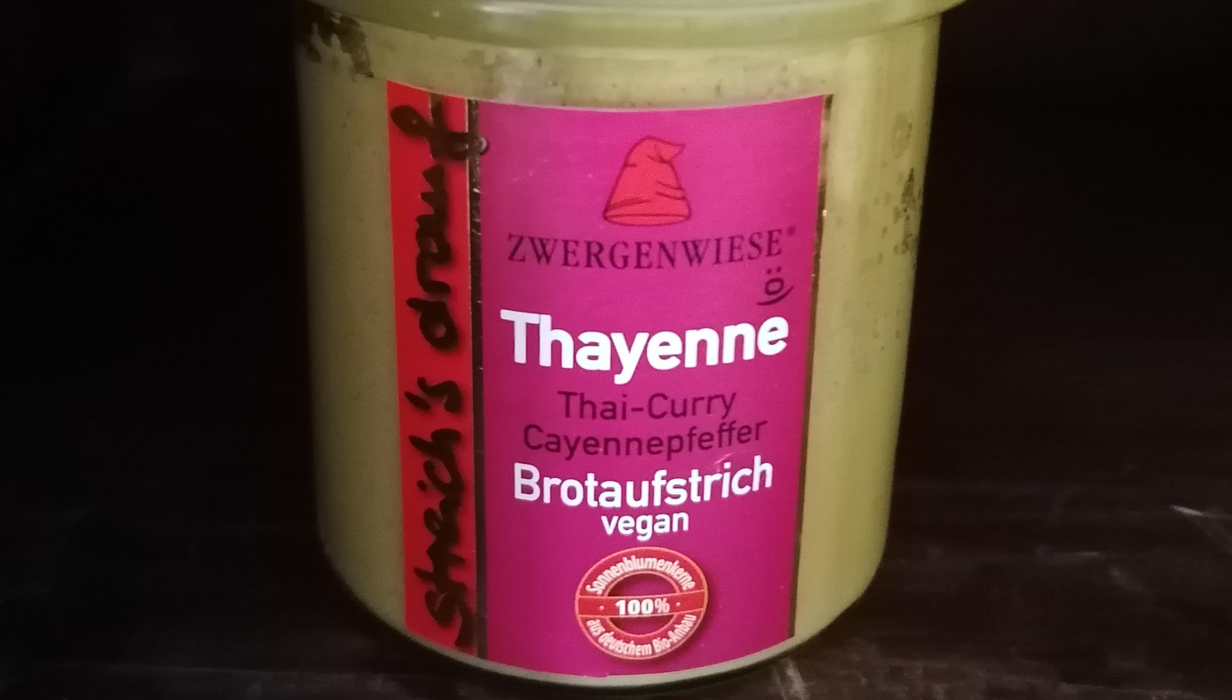 Aufstrich Zwergenwiese: Streich´s drauf - Thayenne / Thai-Curry unc Cayennepfeffer